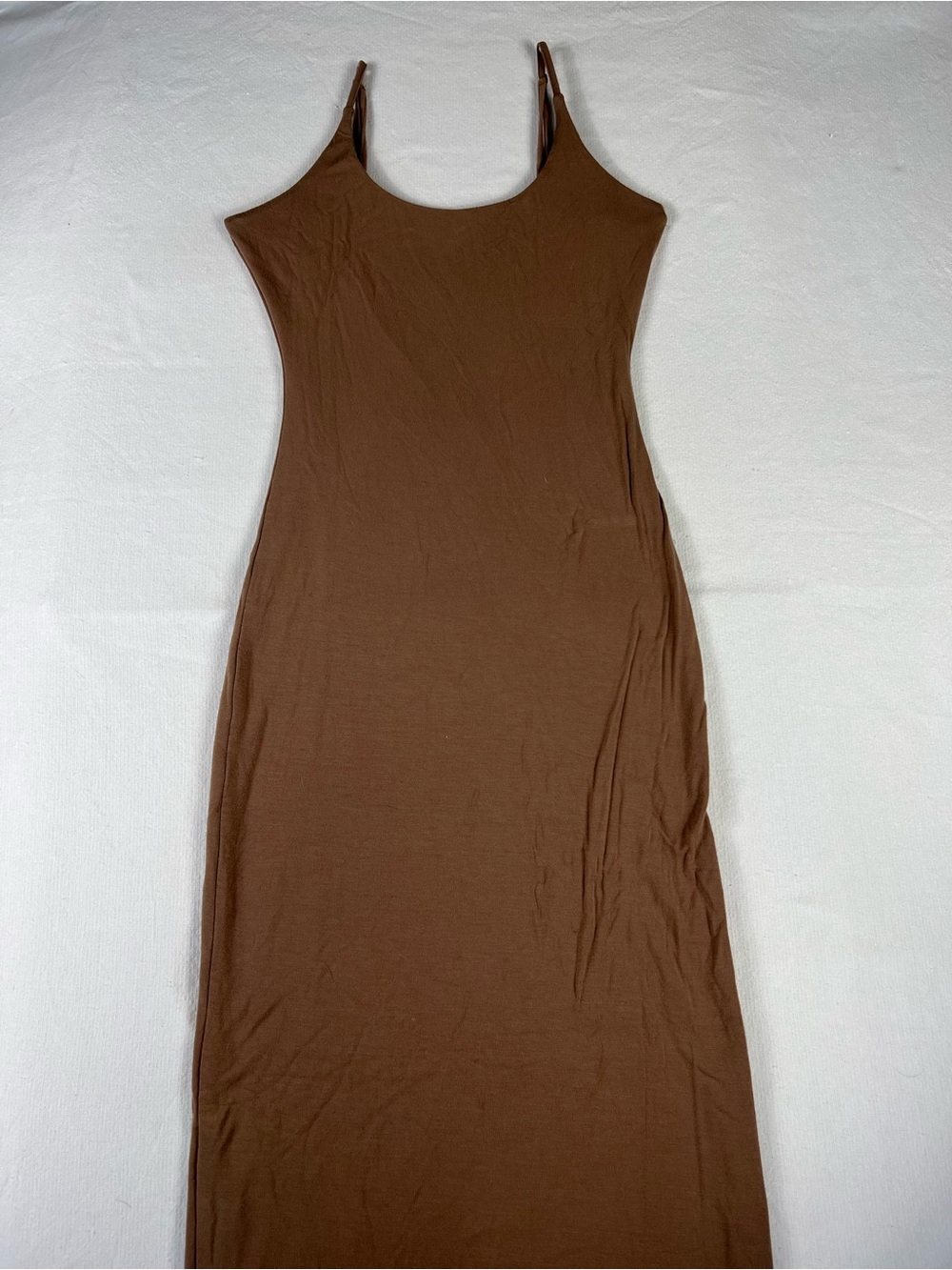 Womens Double Lined -Long Slip Brown Dress-Buttery Soft- S/M- Stretchy